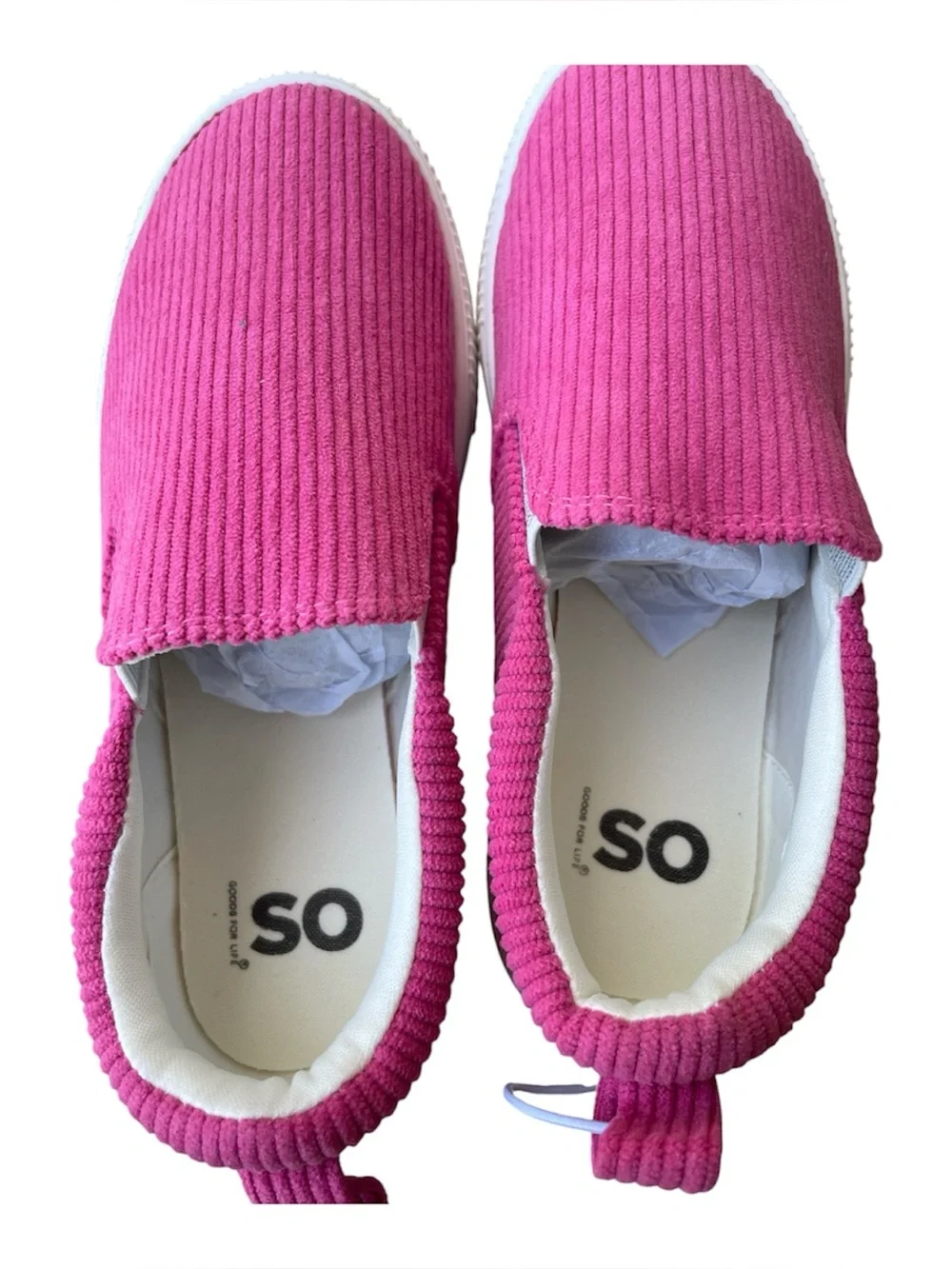 SO Evalyn Bright Pink Corduroy Slip On Shoes Girls 2 Medium